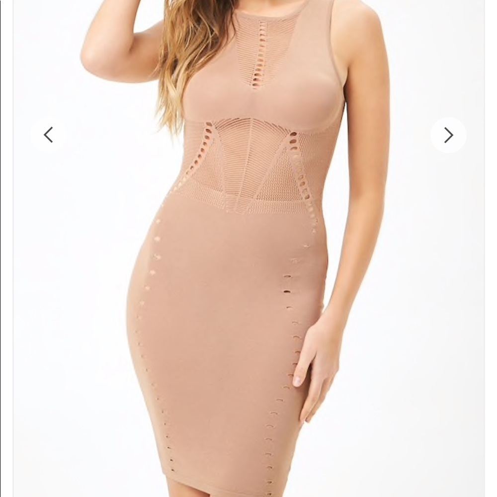 Perforated-Trim Open-Knit Dress